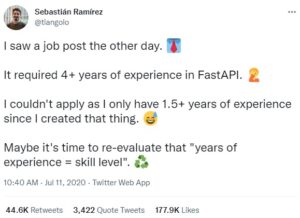 years of experience tweet